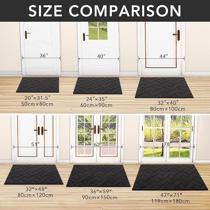 hicorfe Indoor Door Mat, Non Slip Door Mats, Absorbent Resist Dirt Entrance - Image 5