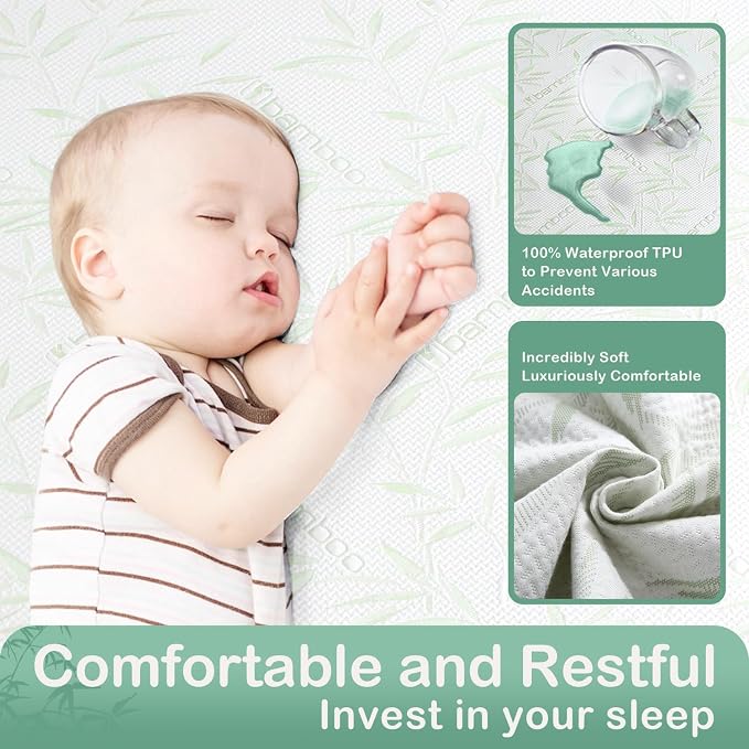 California King Mattress Protector Waterproof Mattress Pad Washable Bamboo - Image 3