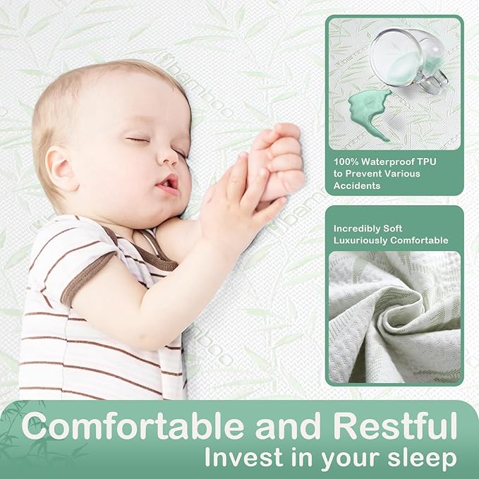Queen Mattress Protector Waterproof Mattress Pad Washable Bamboo Rayon Mattress - Image 3