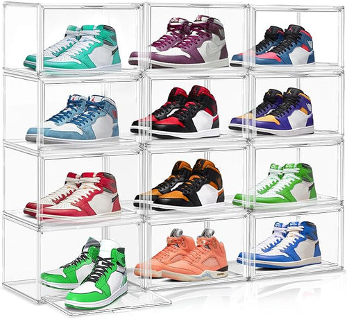 10 Pack Shoe Box Organizer Clear Plastic Stackable Shoe Boxes by EDSFAM