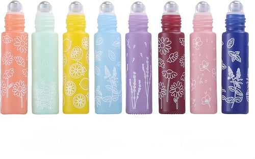 10 Pcs Pink Glass Essential Oil Roller Bottles, 10ml Refillable Roll-on Bottles - Image 2