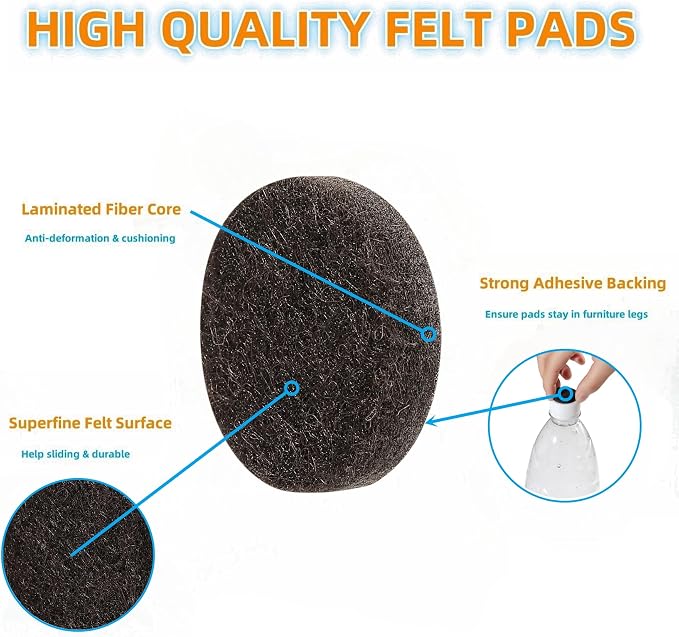 Felt Furniture Pads for Hardwood Floors 164 Piece, Furnigear Anti Scratches - Image 3