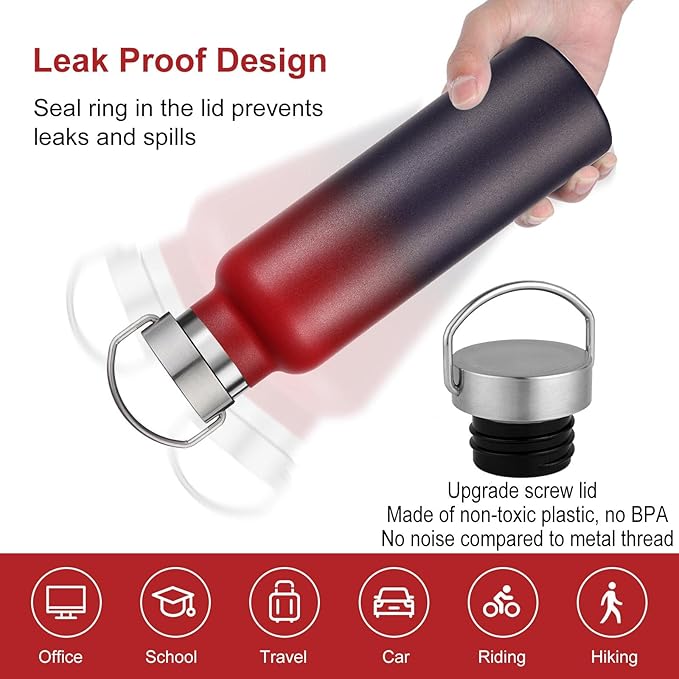Neihepal 20 oz Insulated Water Bottles Bulk 4 Pack, Stainless Steel Double Wall - Image 4