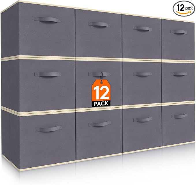 Lifewit 12 Packs Storage Cubes, 11 Inch Cube Storage Bins, Foldable Decorative by Lifewit