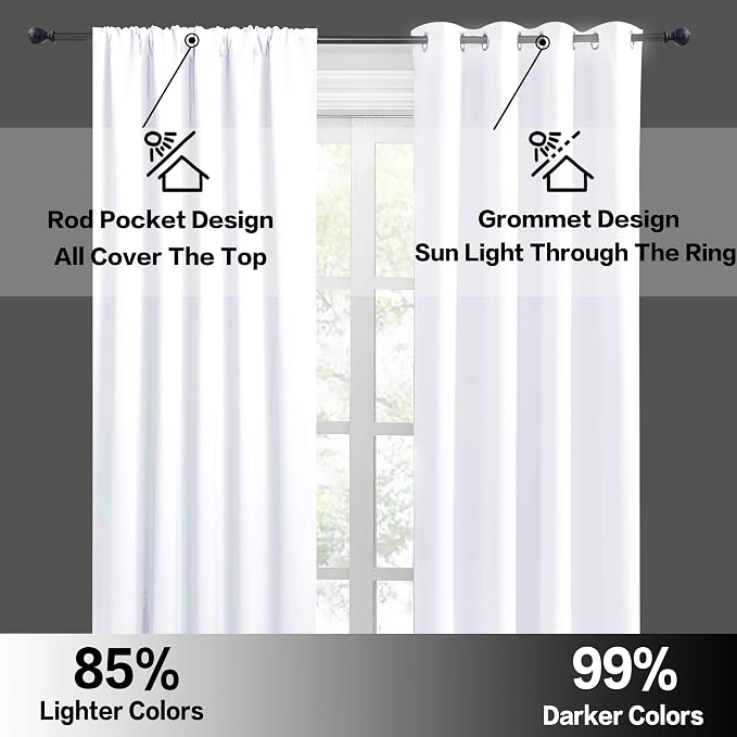 RYB HOME White Kitchen Curtains 30 inch Tier Curtain Treatment - Image 5