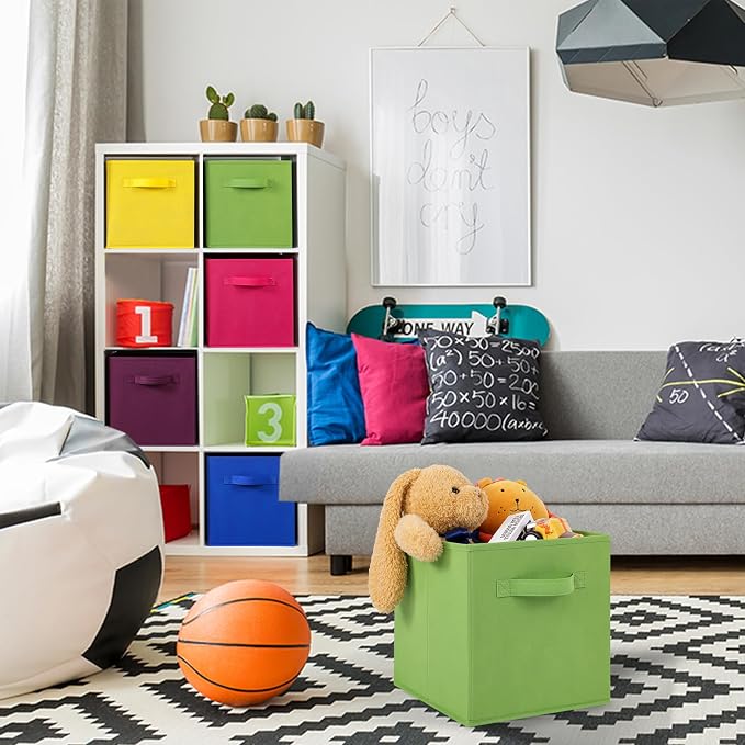 Stero 13x13x13 Inch Fabric Storage Bins 6 Pack Fun Colored Durable Storage Cubes - Image 5