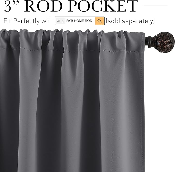 RYB HOME Small Curtains for Kitchen Window - Image 2