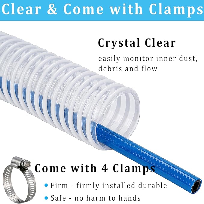 Dust Collection Hose 2-1/2 in × 10 ft Heavy Duty Clear Flexible PVC Reinforced - Image 4