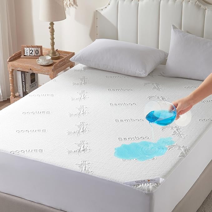 Waterproof Mattress Protector, California King Size Mattress Pad Fitted 6"-18" by Bedlore