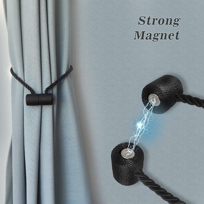Hion Magnetic Curtain Tiebacks Dark Brown 2pcs, Curtain Tiebacks Buckles - Image 4