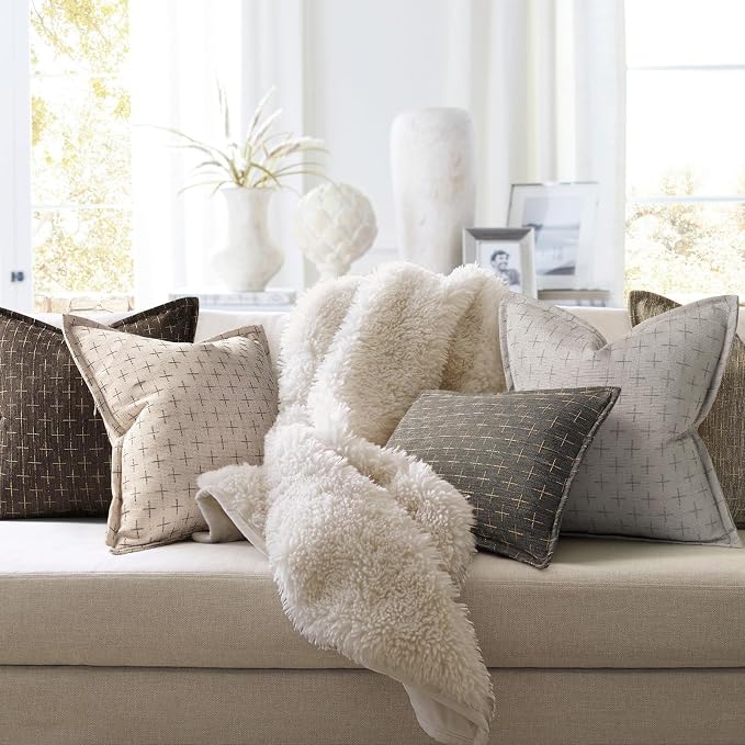 ZWJD Pillow Covers 22x22 Set of 2 Soft Polyester Textured Pillow Covers - Image 6