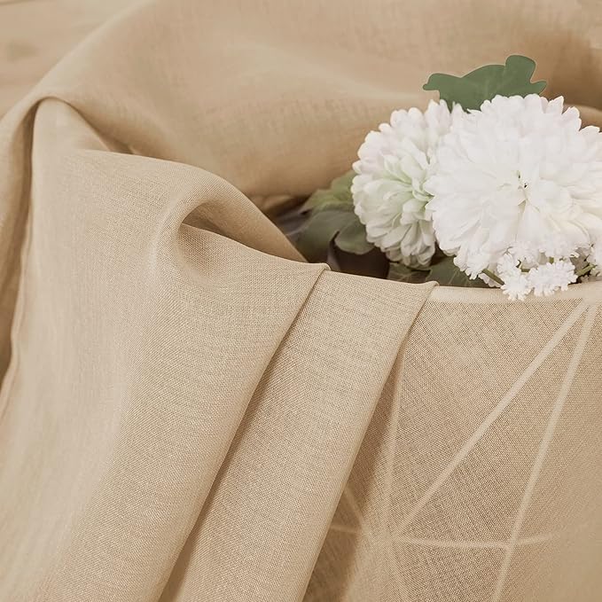 Tollpiz Sheer Curtains Linen Textured Bedroom Curtain Sheers Light Filtering - Image 6