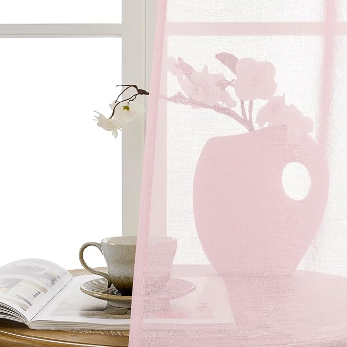 Tollpiz Short Sheer Door Curtains Closet Linen Textured Curtains Sheer Doorway - Image 9