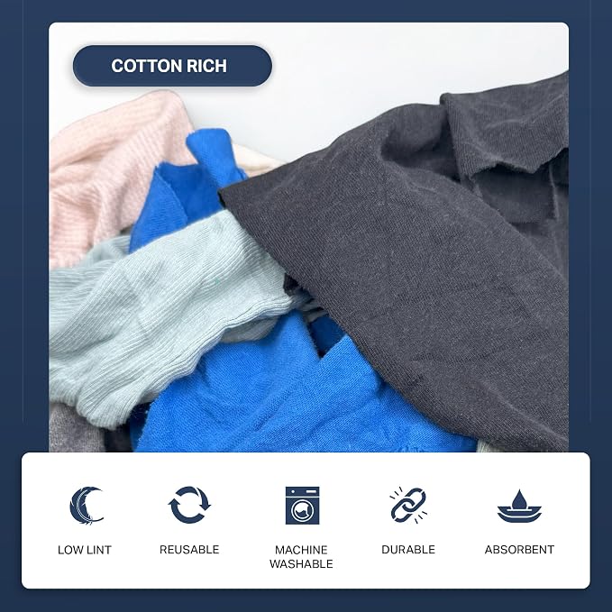Angel-in-Armor Colored T-Shirt Rags – 5lb Box of Recycled Cotton Knit Shop Rags - Image 2
