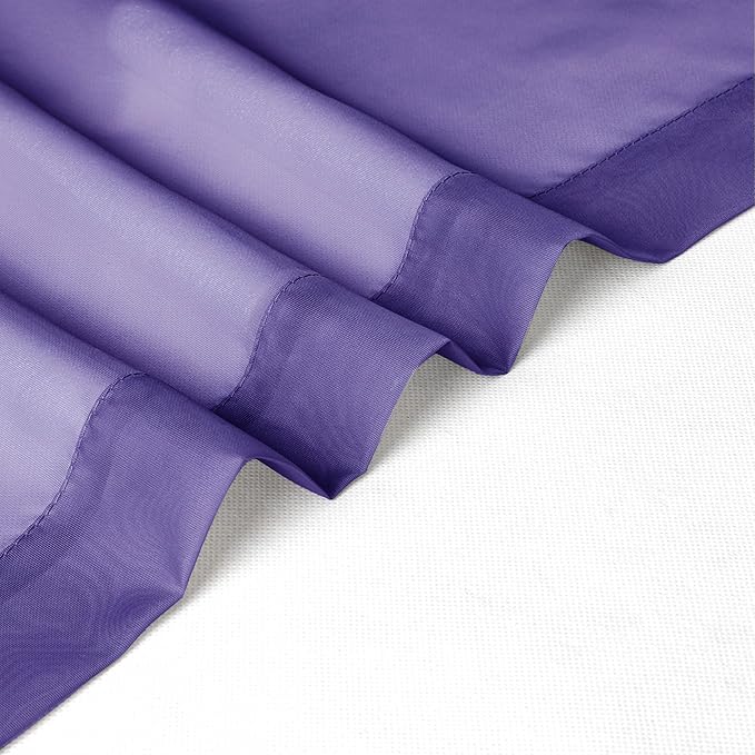 Chyhomenyc Purple Sheer Curtains 45 Inch Long 2 Panels, Light Filtering Rod - Image 6