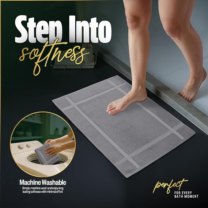 Pearl Linens Pack of 6 Washable Cotton Bath Mat 18x25 - Image 8