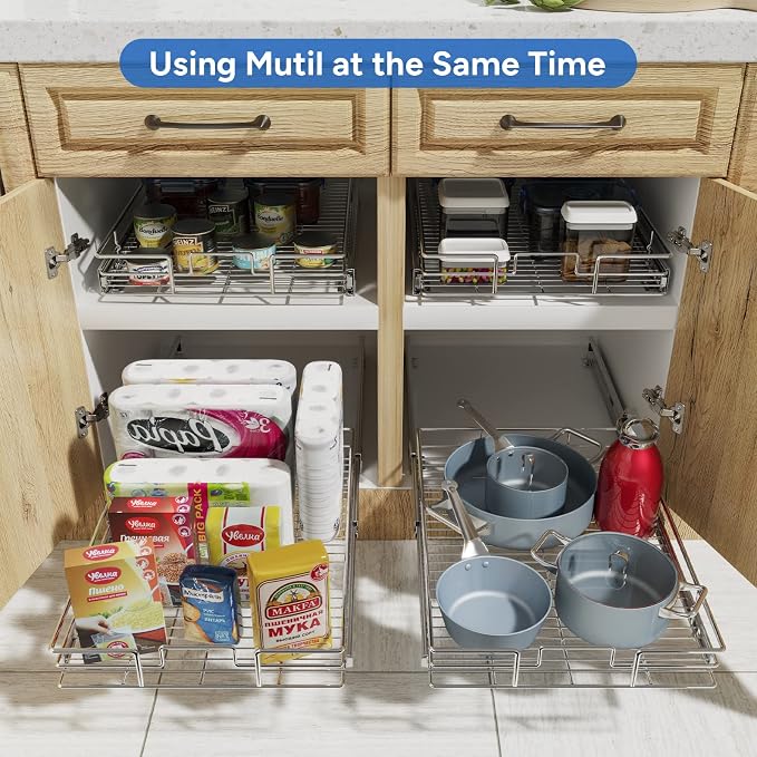 ROOMTEC Pull Out Cabinet Organizer, Cabinet Pull Out Shelves 17" W x 21" D - Image 6