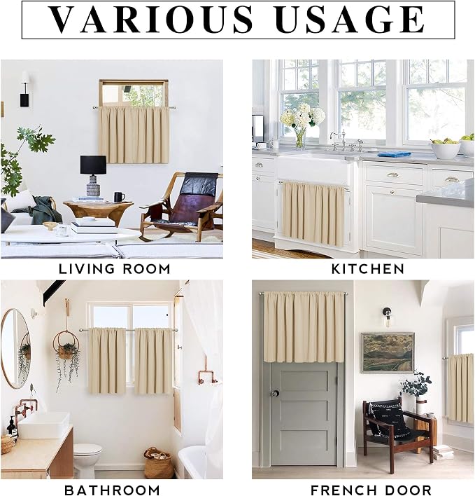 RYB HOME Thermal Insulated Curtains Blackout Small Window Drapes Light Block - Image 7