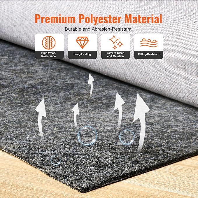 VEVOR - Slip-Resistant Rug Pad - Protective Cushioning Carpet Pad - 5' x 8' - - Image 4