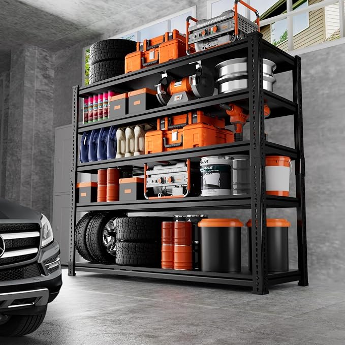 Storage Shelves Heavy Duty 2 PCS, 5-tier Adjustable Metal Industrial Utility - Image 2