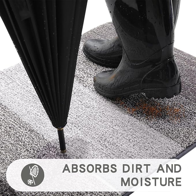 Kitinjoy Indoor Outdoor Door Mat, 59x20 Non-Slip Absorbent Dirt Trapper - Image 2