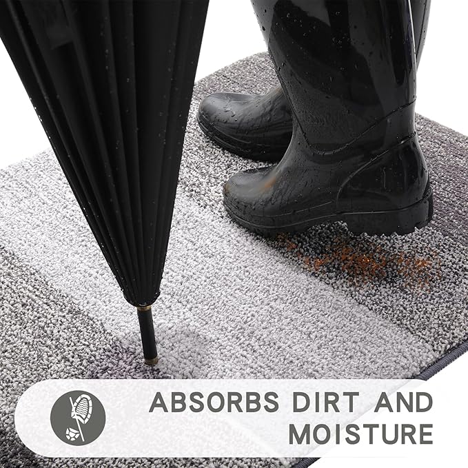 Kitinjoy Indoor Outdoor Door Mat, 47x20 Non-Slip Absorbent Dirt Trapper - Image 2