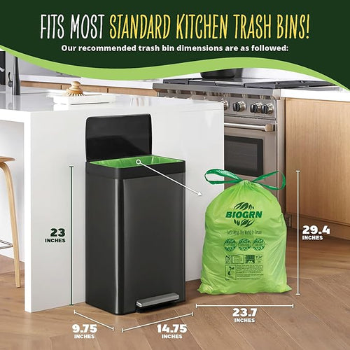10-13 Gallon Compostable Trash Bags Drawstring 30 Bags Heavy Duty Extra Thick 1 - Image 2