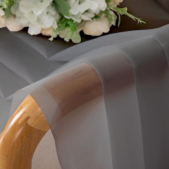 Chyhomenyc Charcoal Grey Sheer Curtains 108 Inch Length 2 Panels, Extra Long - Image 5