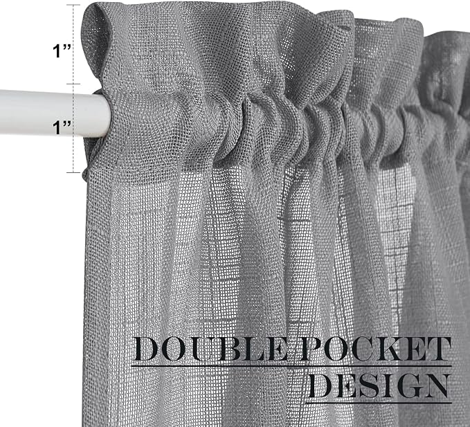 NICETOWN Flax Linen Sheer Door Curtains Privacy French Curtain Light Filgtering - Image 5