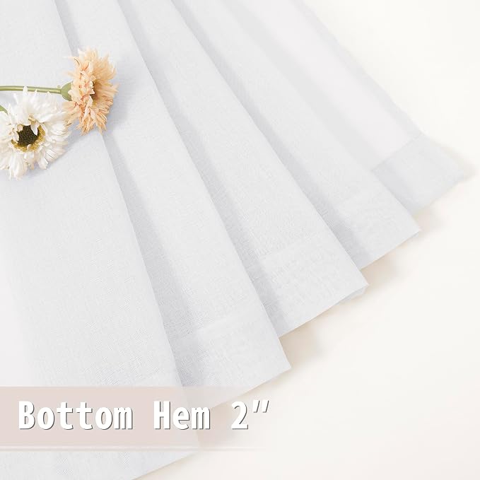 Tollpiz Short Sheer Door Curtain Closet Linen Textured Curtain Sheers Doorway - Image 7