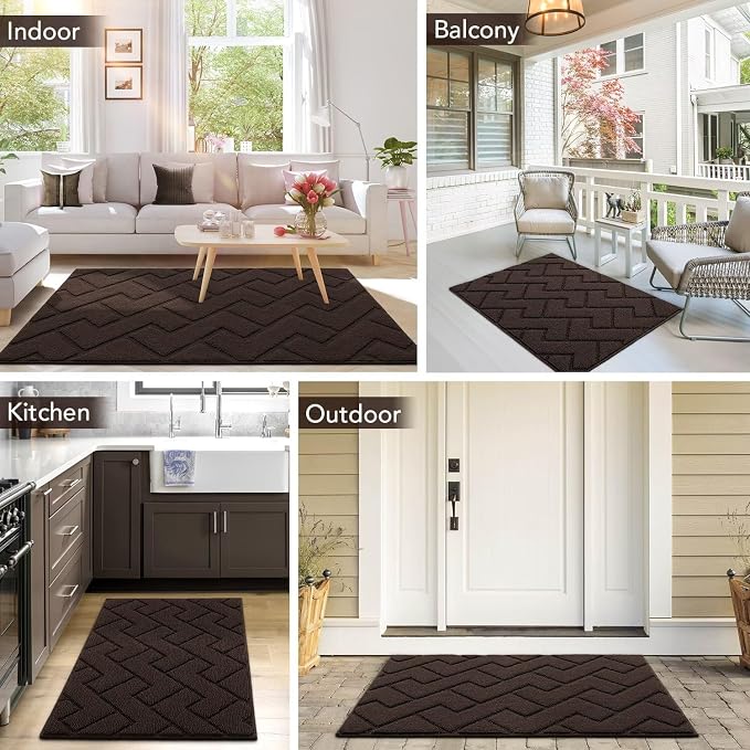 hicorfe Indoor Door Mat, Non Slip Door Mats, Absorbent Resist Dirt Entrance - Image 2