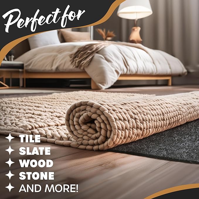Nevlers 6x9 Rug Pad Non Slip – 1/4" Thick Felt TPO Dual-Layer Grip Mat | Anti - Image 6