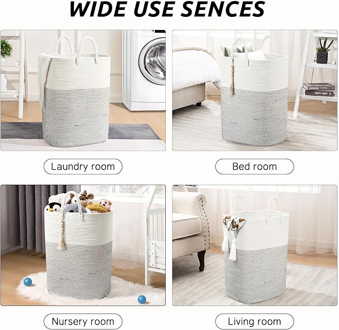 Woven Laundry Basket for Clothes, 80L Large Rectangle Laundry Hampers - Image 7
