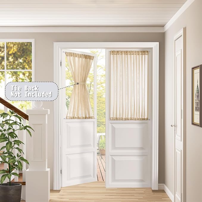 Tollpiz Small Sheer Curtain Linen Textured Curtain Sheers Doorway Light - Image 2