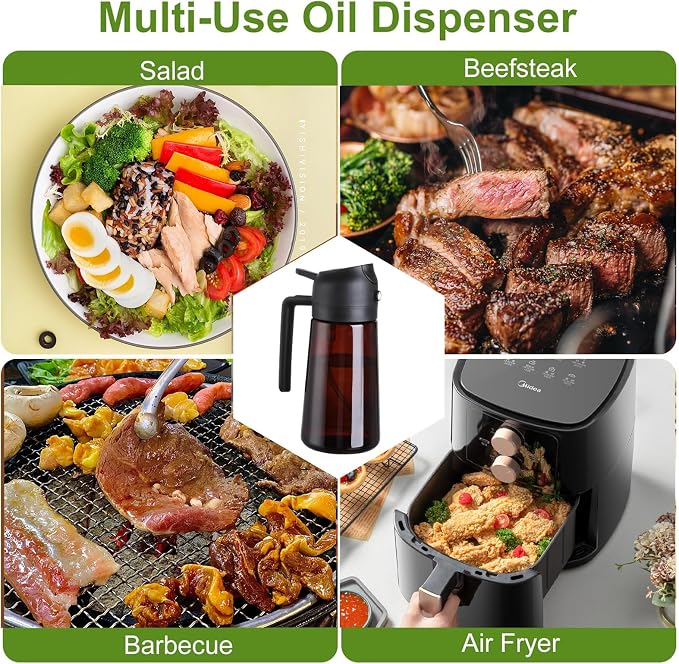2-in-1 Glass Oil Dispenser & Sprayer - 16oz/470ml Leakproof Olive Oil Sprayer - Image 6