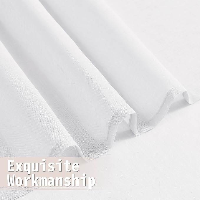 Tollpiz Sheer Door Curtain Closet Linen Textured Curtains Sheer Doorway Light - Image 8