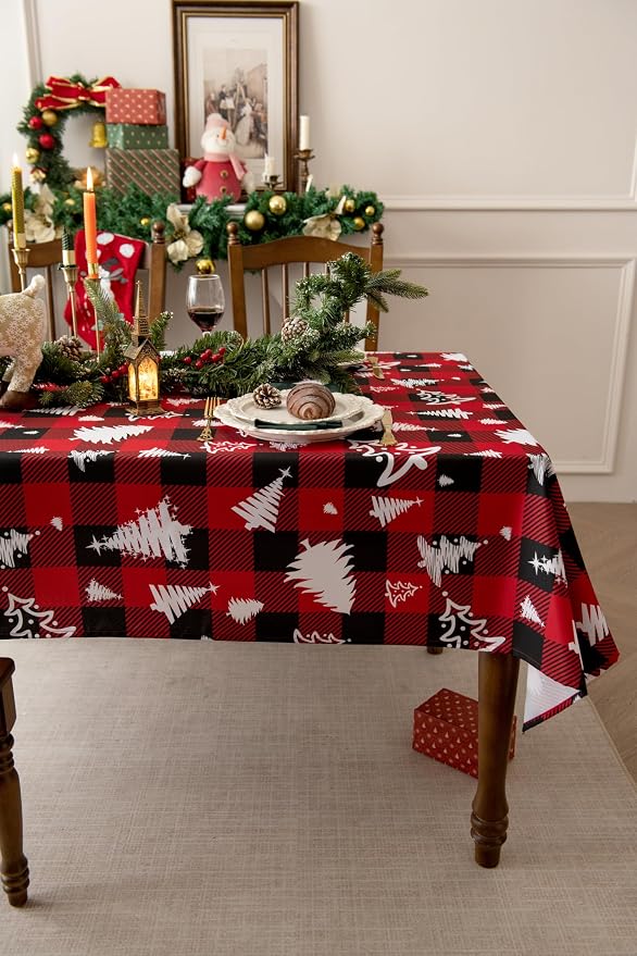 Classic Gingham Buffalo Xmas Tablecloth Fabric - Image 3
