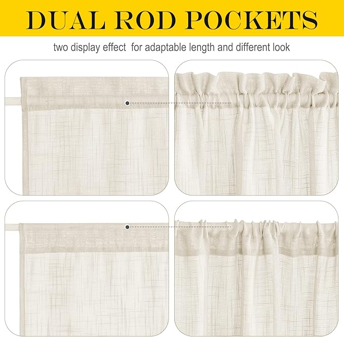 NICETOWN Beige Sidelight Door Curtain 72 Inches Long - Image 5