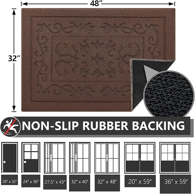 FONEYI Indoor Door Mat 32" x 48", Dirt Trapper Door Mats Non-Slip Entryway Rugs - Image 2