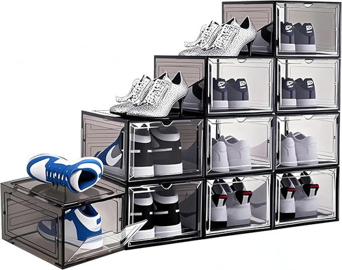 10 Pack Shoe Storage Box Clear Hard Plastic Shoe Organizer Stackable Hats by DAYOOH