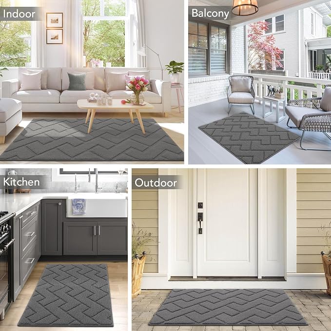 hicorfe Dirt Trapper Indoor Doormat, Non Slip Backing Washable Door Mats - Image 4