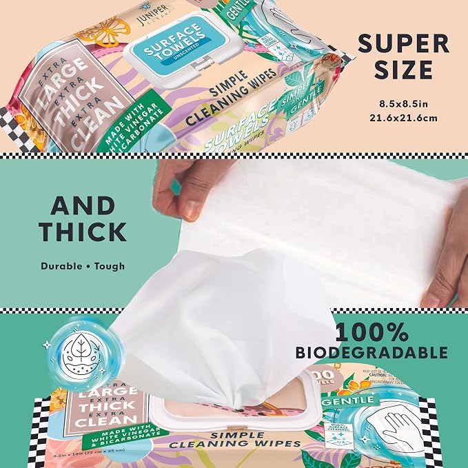6 Packs Surface Cleaning Wipes, Thick & Large Dispose, All-Purpose Cleaner - Image 3