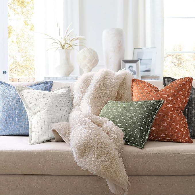 ZWJD Pillow Covers 24x24 Set of 2 Soft Polyester Textured Pillow Covers - Image 6