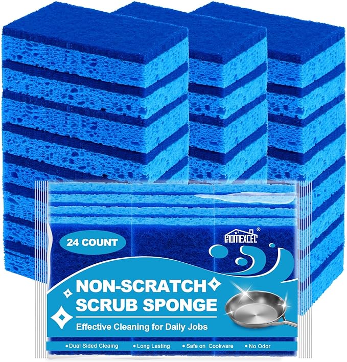 HOMEXCEL Sponges Kitchen 24pcs, Non-Scratch Scrub Dish Sponge Safe on Non-Stick by HOMEXCEL