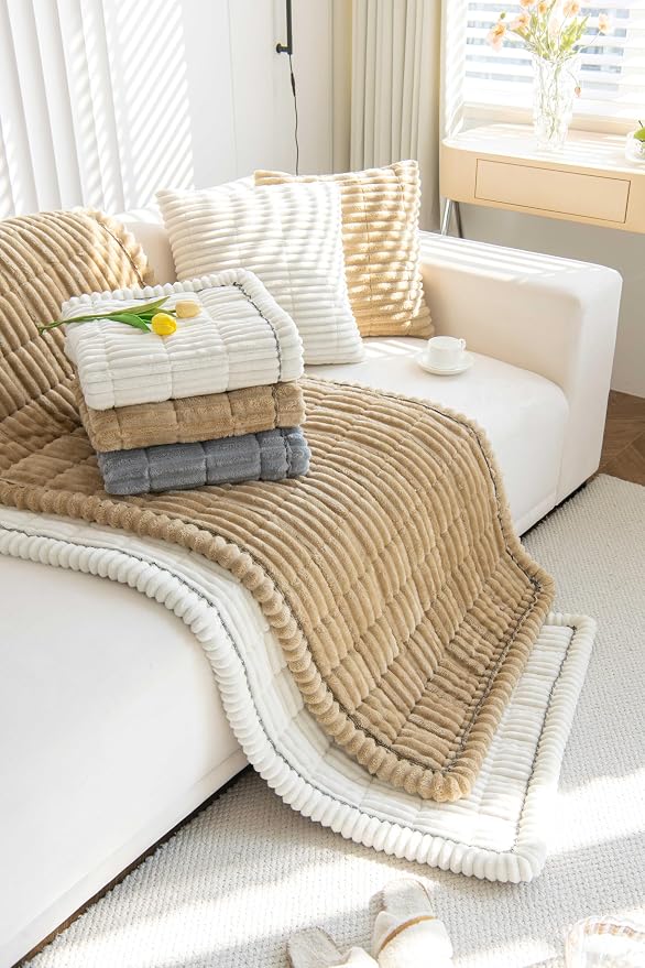OTOB Sofa Covers for 3 Cushion Couch Washable, Fuzzy Non Slip Pet Friendly - Image 8