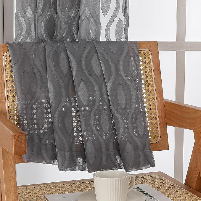 Aiyufeng Sheer Grey Curtains 54 Inch Length 2 Panels, Soft Lightweight Clip - Image 9