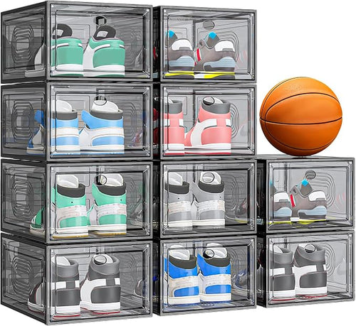 10 Pack Thicken Shoe Organizer Stackable, Upgraded Sturdy Shoe Storage Box by shoeboxesanddeskorganizers