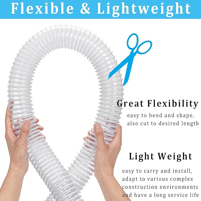 Dust Collection Hose 2-1/2 in × 20 ft Heavy Duty Clear Flexible PVC Reinforced - Image 4