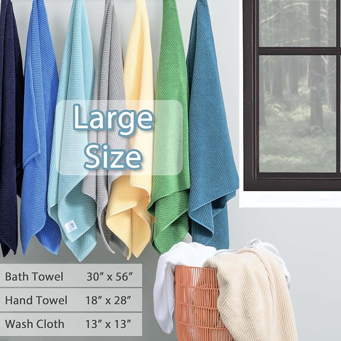 3 Piece Towel Sets for Bathroom, 1 Large Bath 30" x 56", 1 Hand 18" x 28" - Image 3