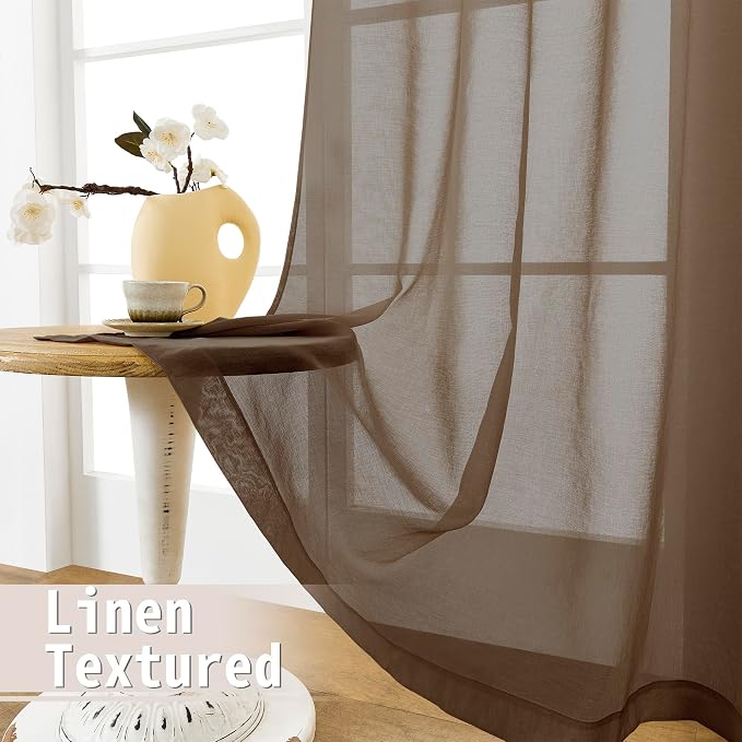 Tollpiz Small Sheer Door Curtain Closet Linen Textured Curtain Sheers Doorway - Image 4